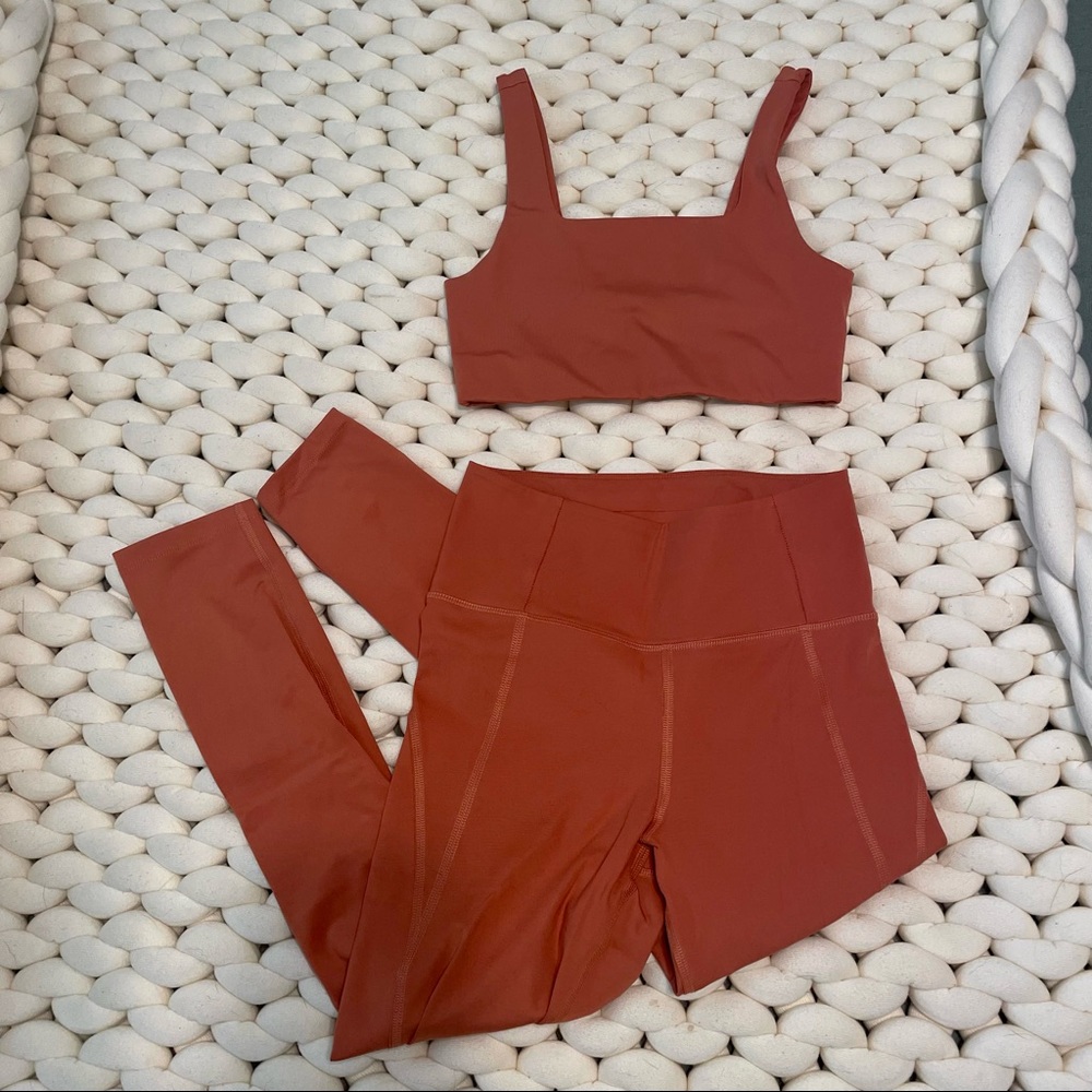 Girlfriend Collective Brick Compressive sports bra and leggings workout set